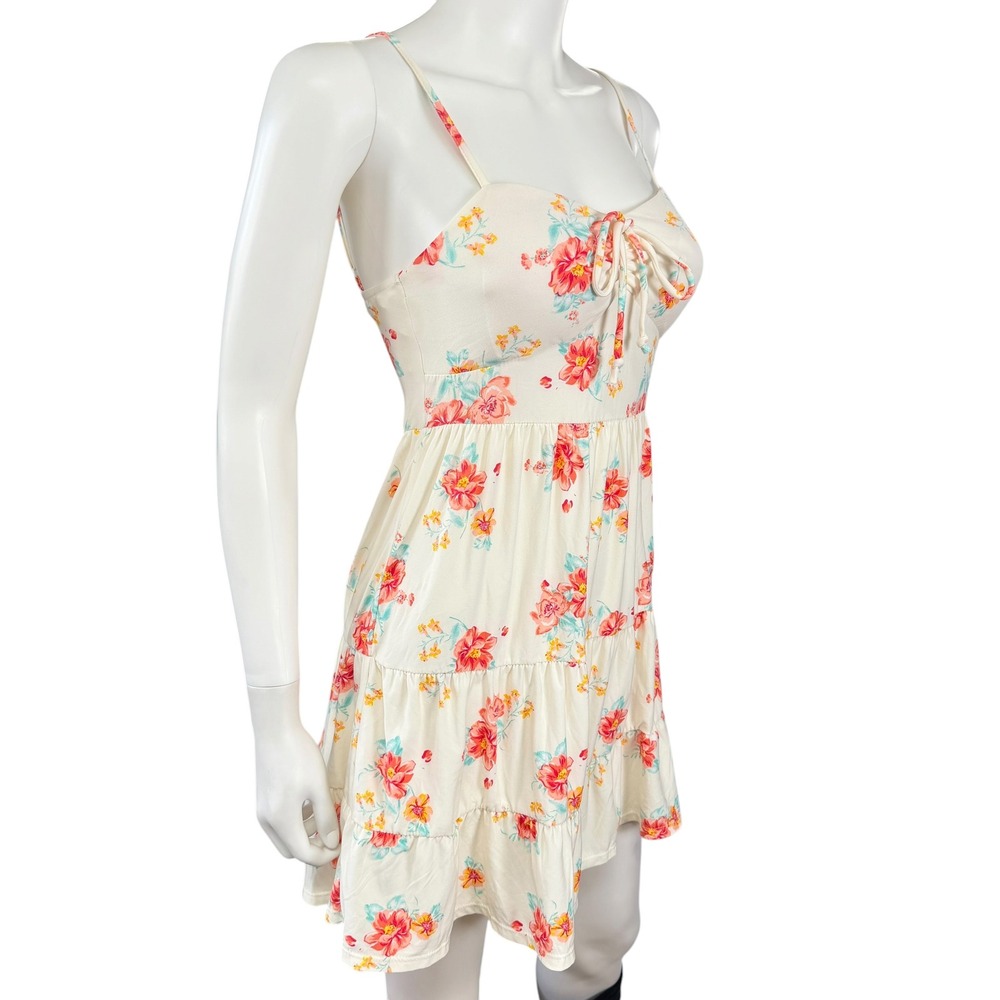 Floral Babydoll Smocked Tiered Mini Dress Coquette Cottagecore Fairy Romantic 5 - Picture 2 of 8
